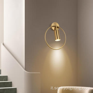 Lampada da parete con spot di decorazione anello oro